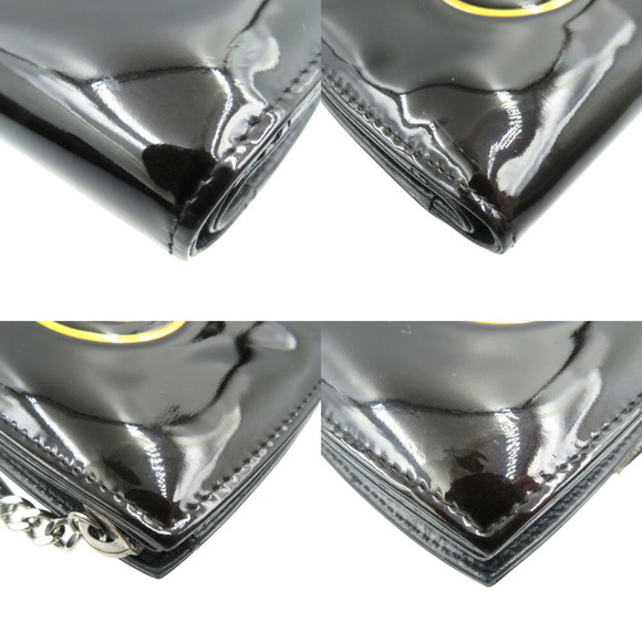 CHANEL Coco Mark Patent Leather Black Yellow Bi-fold Wallet - Picture 8 of 8